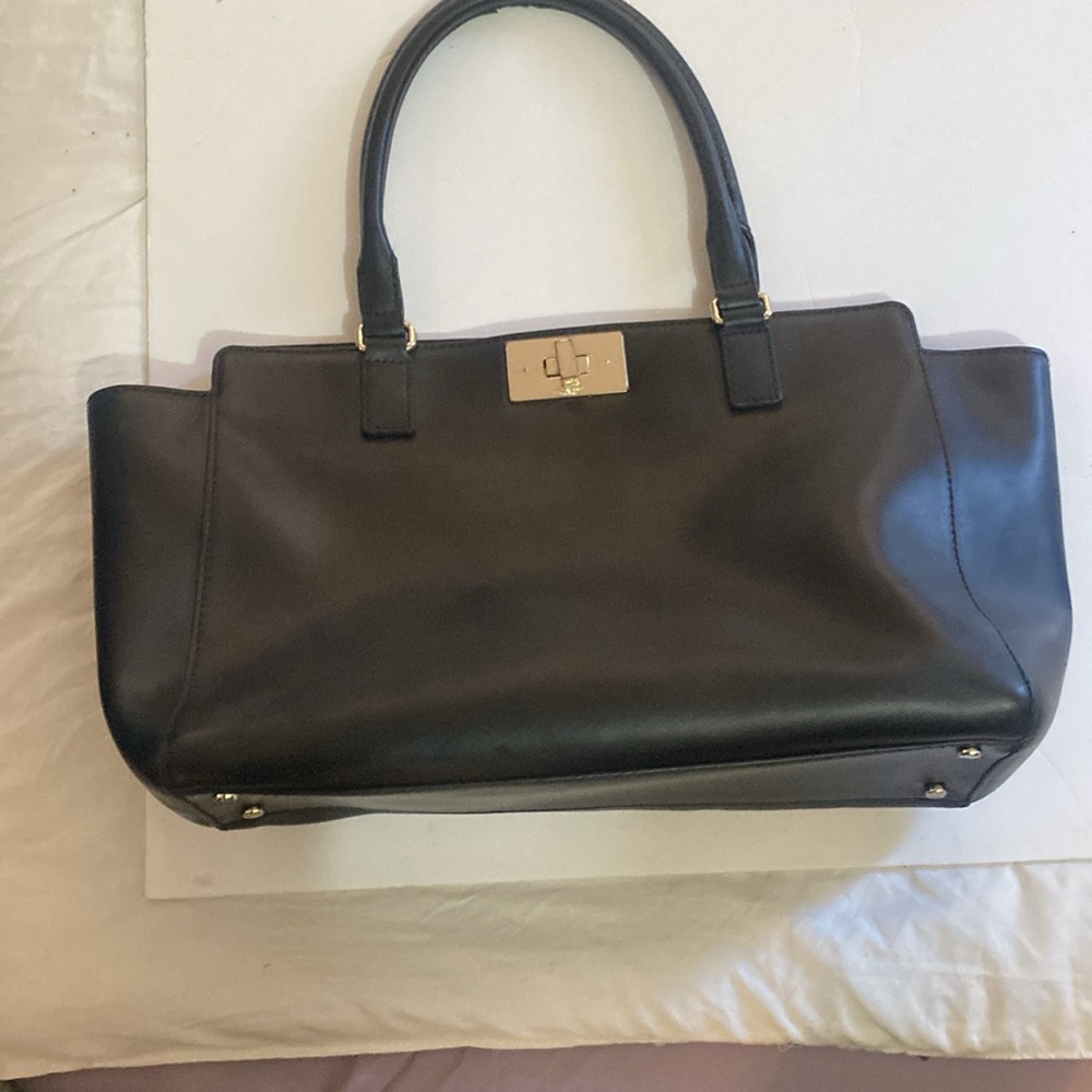 kate spade Black Large Leather Tote with Gold Hardware